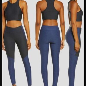 Outdoor Voices Two-Tone Cropped Navy Athletic Casual Leggings Size Small